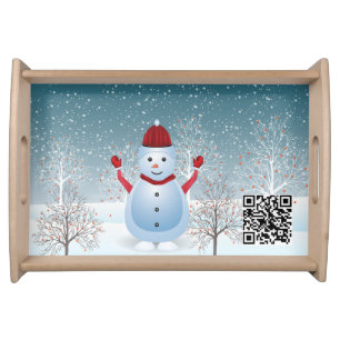 Winter Christmas Snowman Serving Tray