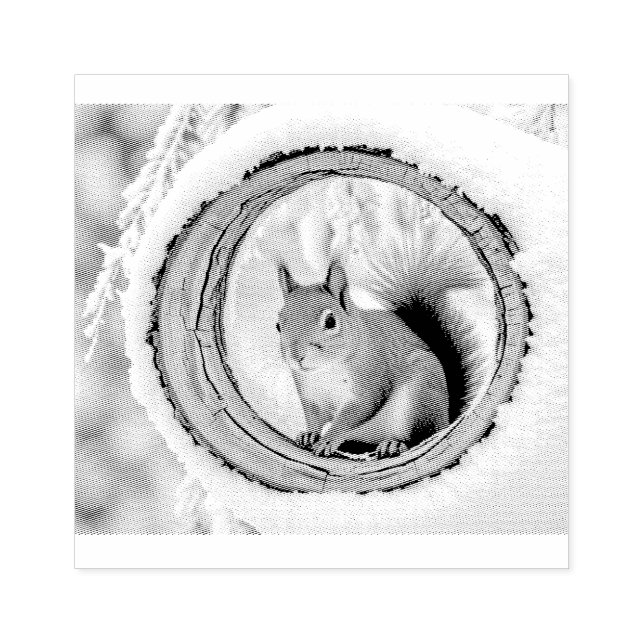 Winter Christmas Squirrel Rubber Stamp (Imprint)