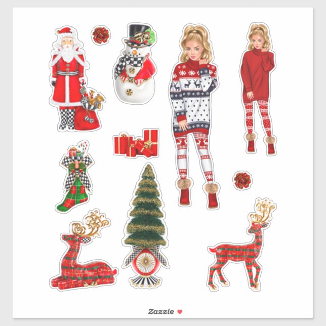 Winter Christmas Sweater Cute Xmas Pajamas Sticker (Sheet)