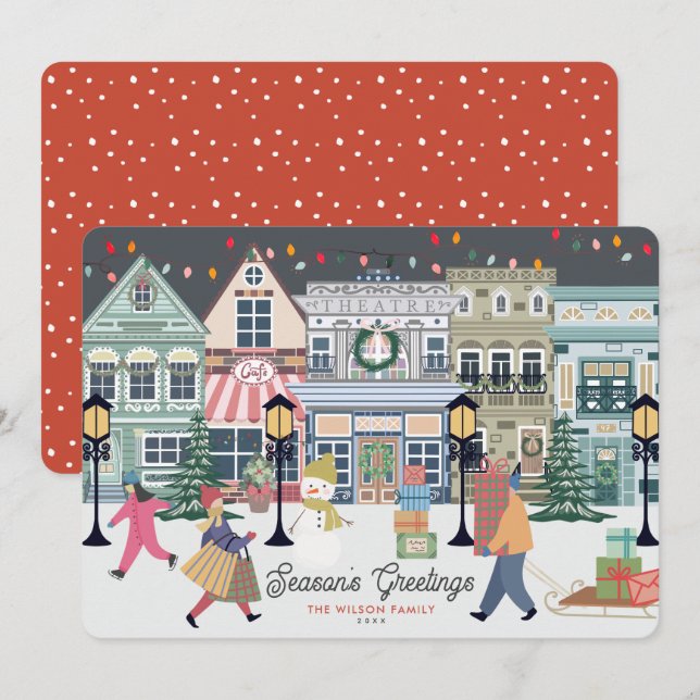 Winter Christmas Town Holiday Card (Front/Back)