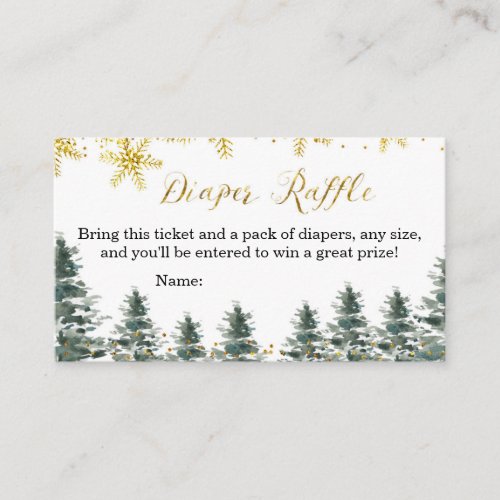 Winter Christmas Tree Baby Shower Diaper Raffle Enclosure Card