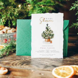 Winter Christmas Tree Baby Shower Invitation