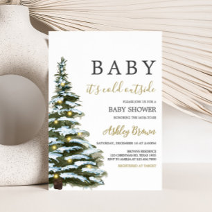Winter Christmas Tree Baby Shower Invitation