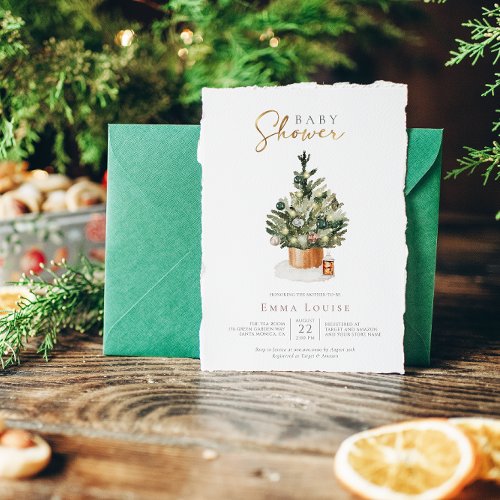 Winter Christmas Tree Baby Shower Invitation