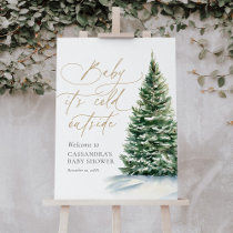 Winter Christmas Tree Baby Shower Welcome Sign