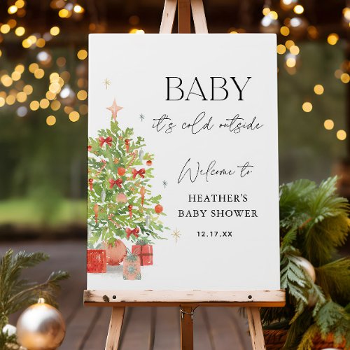 Winter Christmas Tree Baby Shower Welcome Sign