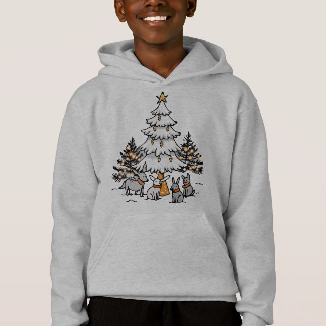 Winter Christmas Tree Glowing Hoodie (Front)