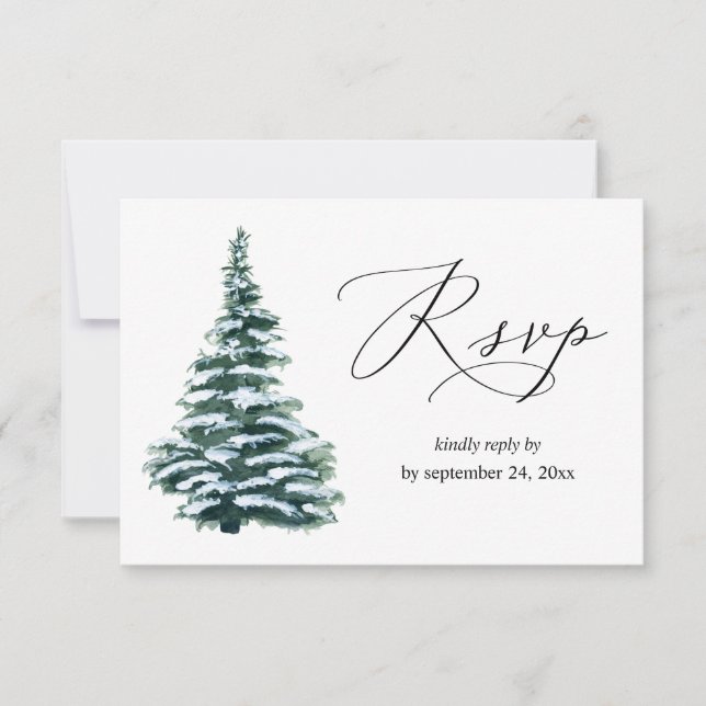 Winter Christmas Tree Greenery with Meal RSVP (Front)