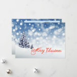 Winter Christmas Tree in snow plus Personal photo Holiday Card
