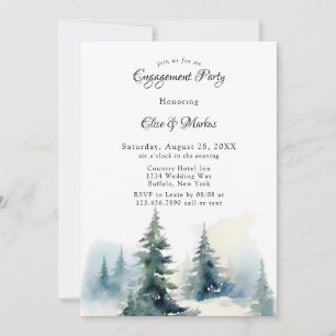 Winter Christmas Tree Scenery Engagement Party Invitation
