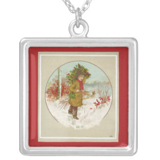 Winter Christmas Tree Silver Plated Necklace
