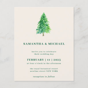 Winter Christmas Tree Simple Elegant Wedding Flyer