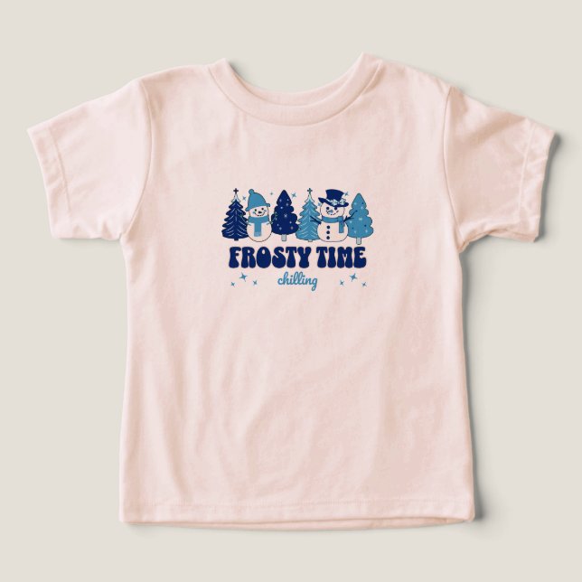Winter Christmas Trees and Snowmen Frosty Time Toddler T-shirt (Design Front)