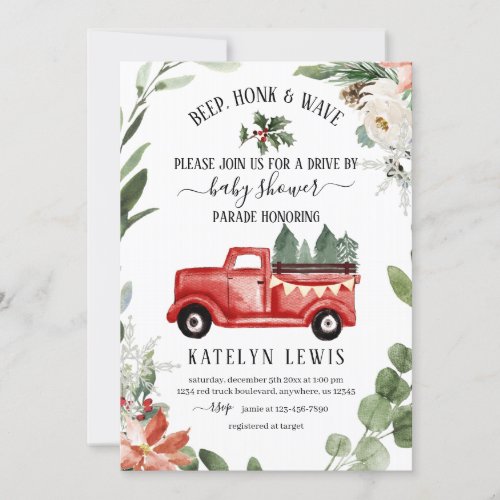 Winter Christmas Truck Baby Shower Invitation