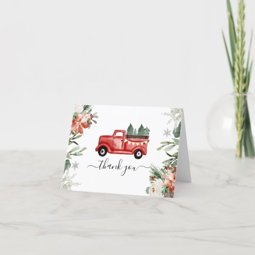 Winter Christmas Truck Thank You Card