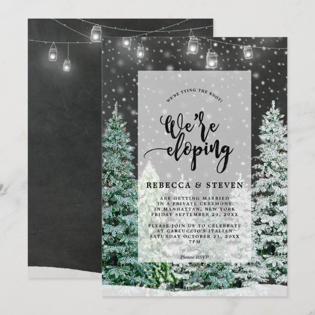 winter christmas tying the knot eloping invitation (Front/Back)