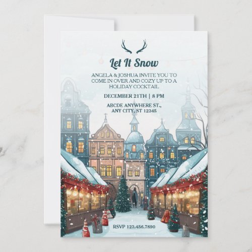 Winter christmas village let it snow  invitation