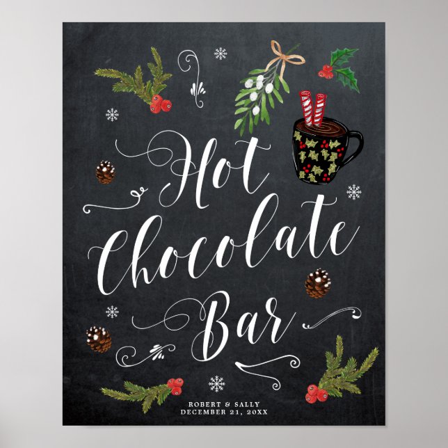 winter christmas wedding hot chocolate bar sign (Front)