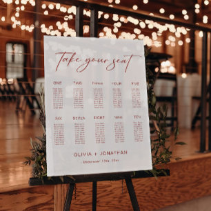 Winter Christmas Wedding Seating Chart 10 Tables