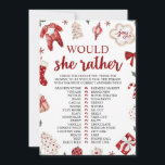 Winter Christmas Would She Rather Baby Shower Game Invitation<br><div class="desc">Winter Christmas Would She Rather Baby Shower Game</div>