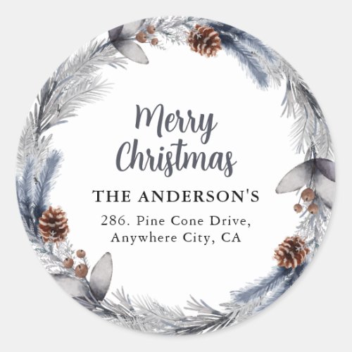 Winter Christmas Wreath Return Address Label