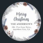 Winter Christmas Wreath Return Address Label<br><div class="desc">Take the strain off sending out Christmas Holiday Cards this year with these pretty Botanical Winter Christmas Wreath Return Address Stickers. All text is easy to customize.</div>