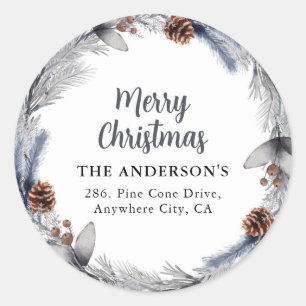 Winter Christmas Wreath Return Address Label