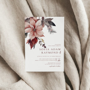 Winter ChristmasFlower Water Color Wedding Invitation