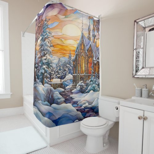 Winter Church Shower Curtain