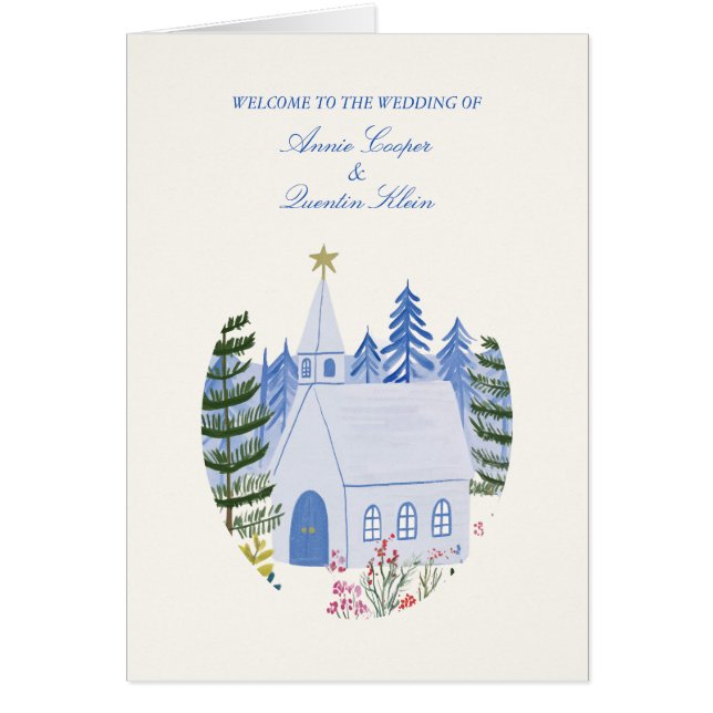 Winter Church Wedding Ceremony Program (Front)