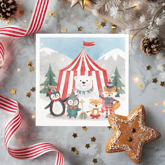 Winter Circus Animal Birthday Sign | Cute Woodland Napkins (Creator Uploaded)