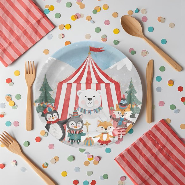 Winter Circus Animals Paper Plates (Creator Uploaded)