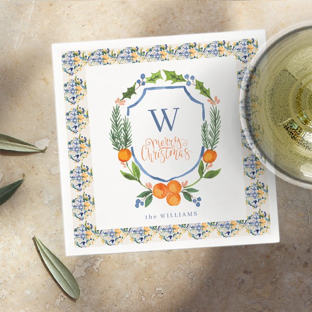 Winter Citrus Botanical Florals | Greenery Napkins (Creator Uploaded)