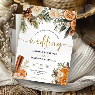 Winter Citrus & Cinnamon Christmas Wedding Invitation