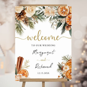 Winter Citrus Floral Christmas Wedding Welcome Foam Board