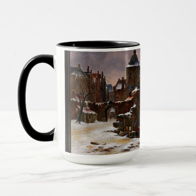 Winter Cityscape With Frozen River Classical Art Mug (Left)