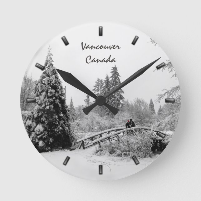 Winter Clock Custom Winter Bridge Wall Clock (Front)