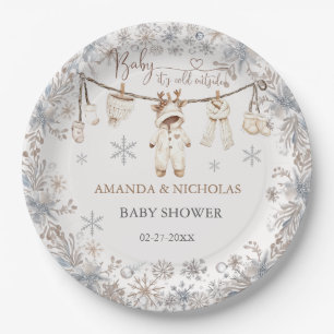 Winter Clothes Baby Cold Outside Baby Shower Paper Plates