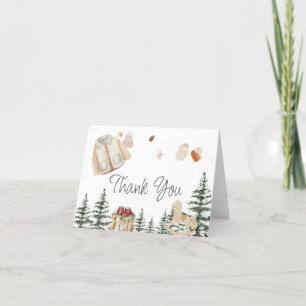 Winter Clothes It's Cold Outside Baby Shower Letterpress Thank You Card