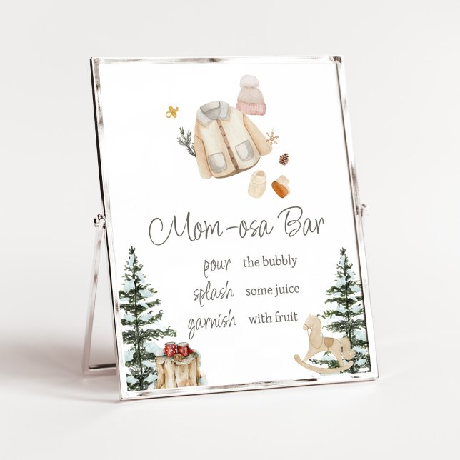 Winter Clothes It's Cold Outside Mom Osa Bar Poster (Merry Little Winter Baby Clothes Baby Shower Mom Osa Bar Sign)