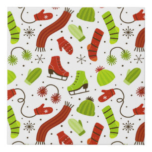 Winter Clothes Seamless Cozy Pattern Faux Canvas Print