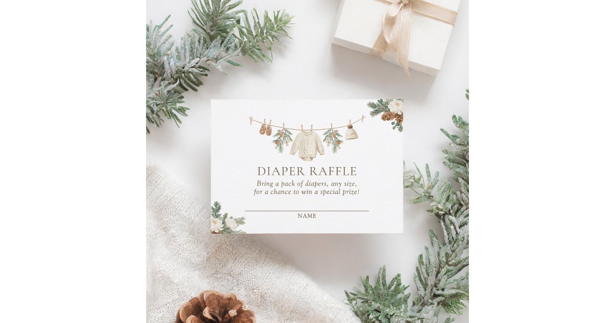 Clothes Line Raffle Winter Clothesline Baby Diaper Raffle Ticket Enclosure Card | Zazzle