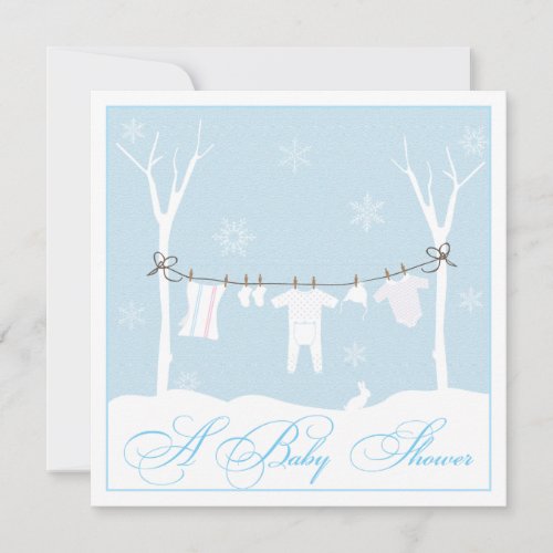 Winter Clothesline Baby Shower Invitation