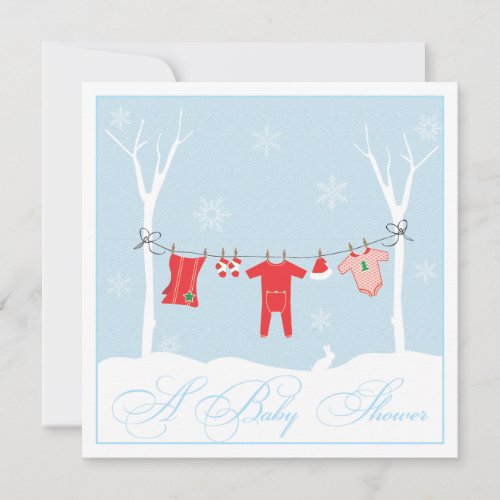 Winter Clothesline Baby Shower Invitation
