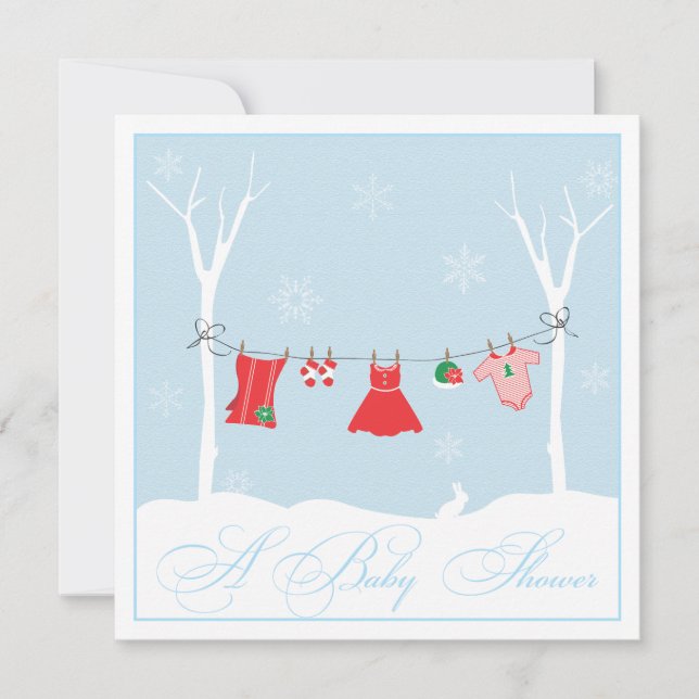Winter Clothesline Baby Shower Invitation (Front)
