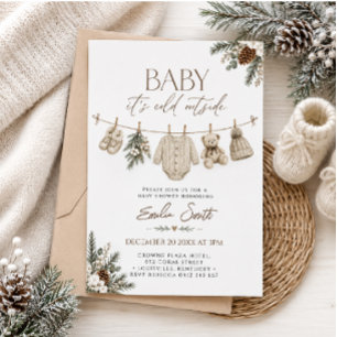Winter Clothesline Baby Shower Invitation