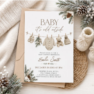 Winter Clothesline Baby Shower Invitation