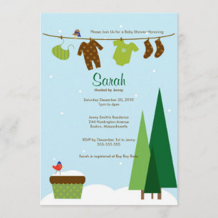 Winter Clothesline Baby Shower Invite