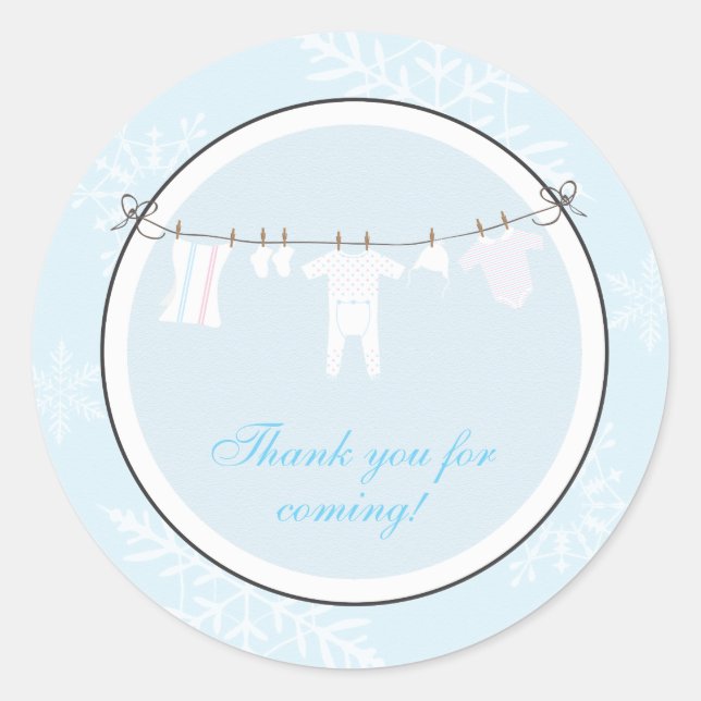 Winter Clothesline Favor Sticker or Address Label (Front)
