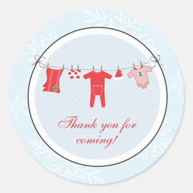 Winter Clothesline Favor Sticker or Address Label (Front)